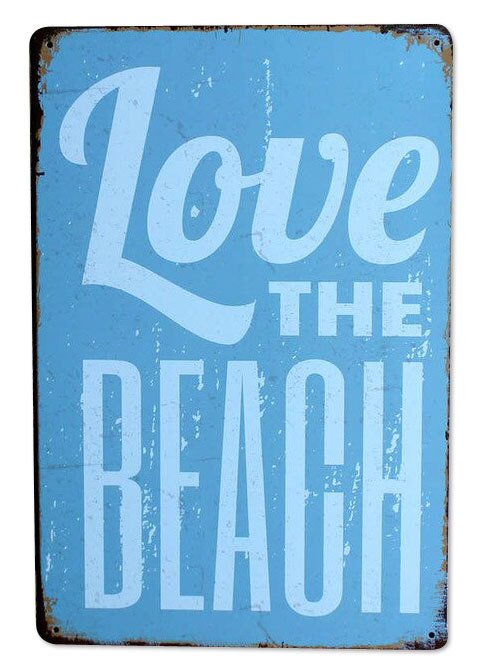 Blechschild "Love the Beach"